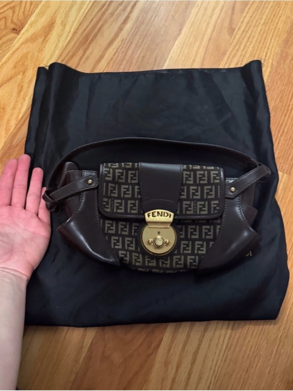 Fendi Monogram Canvas Shoulder Bag with Gold Hardware - Picture 2 of 8